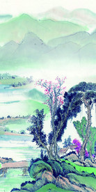 水彩水墨山水玄关