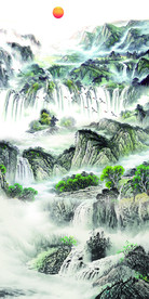 水墨山水风景国画玄关