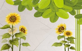 现代简约向日葵电视机背景墙