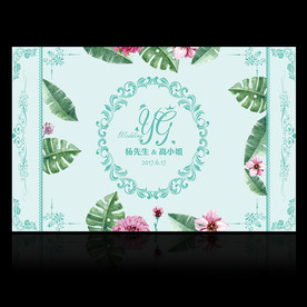 森系水彩花卉婚礼背景