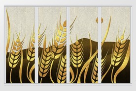 现代简约金色麦穗田园移门