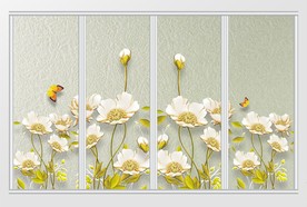 现代简约3D浮雕鲜花移门