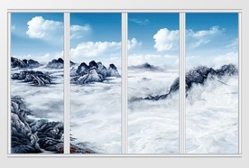 大理石纹山水日出移门