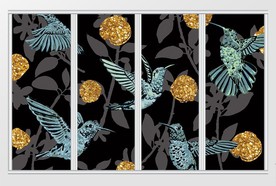 现代金色大气花鸟移门