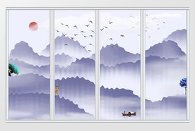 新中式彩色波纹移门