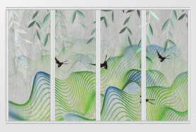 现代简约清新抽象山水移门