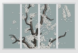 现代简约抽象树枝树叶移门