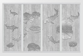 现代简约质感纹理锦鲤浮雕移门