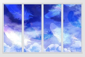 现代梦幻天空手绘羽毛门
