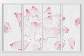 水墨水彩清新荷花移门