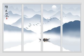 新中式抽象山水移门