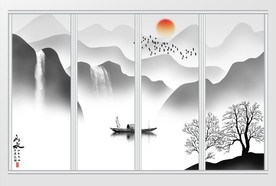 新中式山水画移门