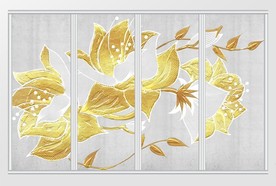 现代简约质感金色花卉移门
