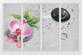 现代清新石纹花朵移门