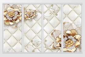 3d立体奢华金花珠宝移门