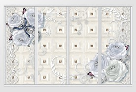 立体浪漫蕾丝白钻玫瑰珠宝移门