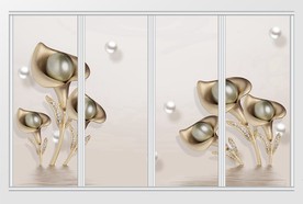 3d立体香槟郁金香珍珠移门
