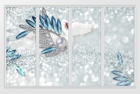 3d蓝色梦幻银河珠宝天鹅移门