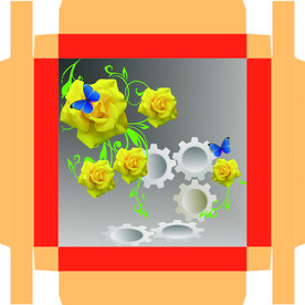 3D黄玫瑰 蛋糕盒上展开序列图