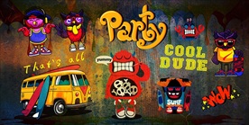 手绘潮流嘻哈涂鸦装饰画背景墙