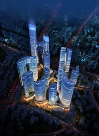 规划夜景鸟瞰图