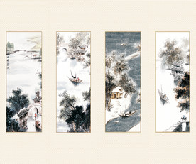 春夏秋冬 国画 水墨山水画