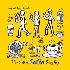 咖啡店手绘矢量素材