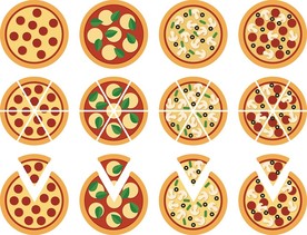 4种披萨口味美食素材