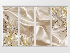 大气香槟绸缎金色3d珠花移门