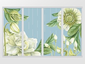 小清新水彩花卉浪漫移门