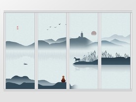 中国风意境佛学禅意移门