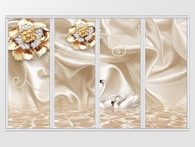 简约高贵金色牡丹移门