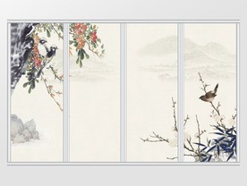 中式鸟语花香移门