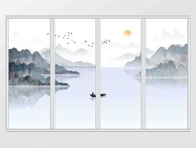 新中式山水画移门