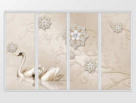 3d钻石珍珠花朵移门