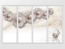 立体珍珠花朵移门