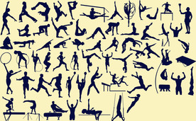 体育运动体操瑜伽体式人物剪影