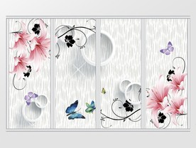 时尚3D立体鸟语花香移门