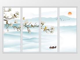 中式山水花鸟移门