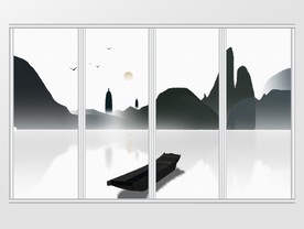 中国风简约意境山水移门