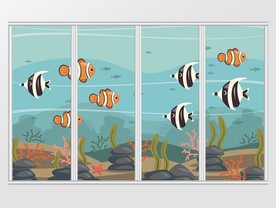 可爱卡通海底世界移门