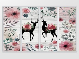 北欧现代小清新抽象鹿移门