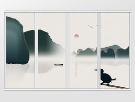 中式简约山水创意移门