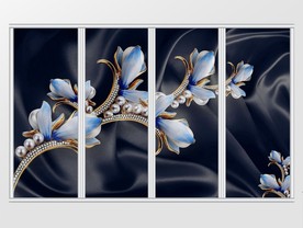 3d立体蓝色珍珠郁金香移门