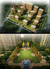 小区建筑鸟瞰效果图