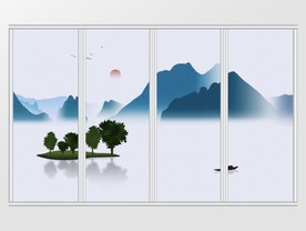 新中式静谧湖泊简约移门