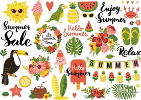 夏季矢量墙贴素材