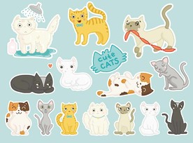 可爱猫咪矢量墙贴素材