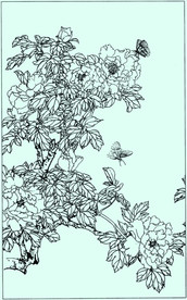 牡丹花线描 牡丹花白描 牡丹花