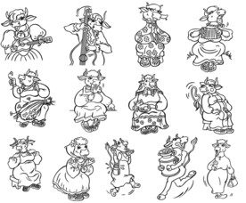 手绘欢乐牛素材